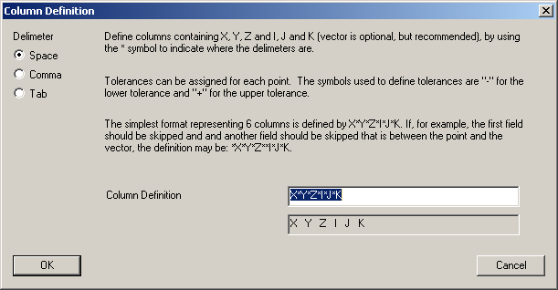 Column Definition dialog box