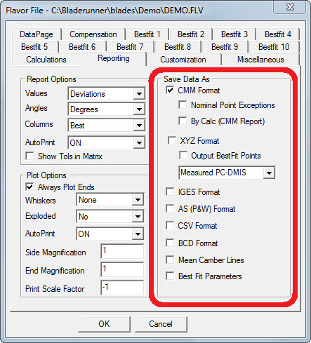 Exported file types