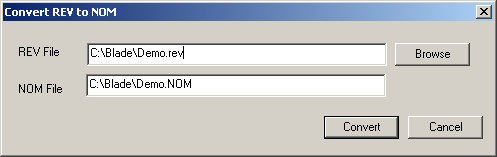 转换 REV 至 NOM 对话框