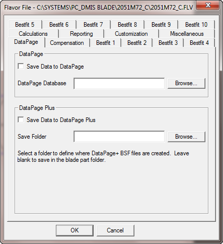 算法文件对话框 — DataPage 选项卡