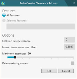 Auto Create Clearance Moves dialog box Auto Create Clearance Moves dialog box