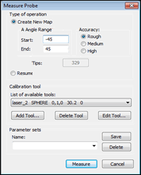 Sample Measure Probe dialog box Sample Probe Utilities dialog box