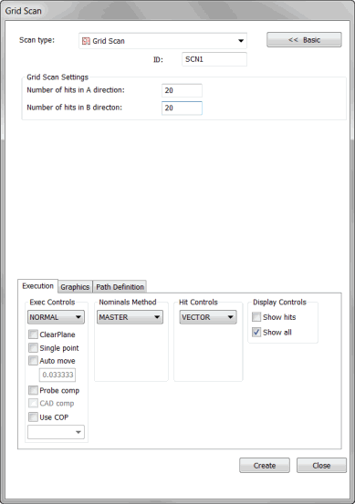 Grid Scan dialog box