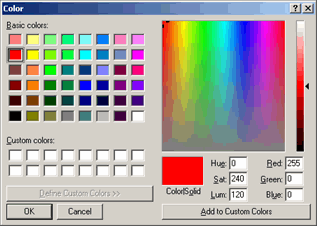 Color dialog box