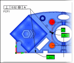 Sample Feature Control Frame Showing Perpedicularity Between LINE1 and LINE3