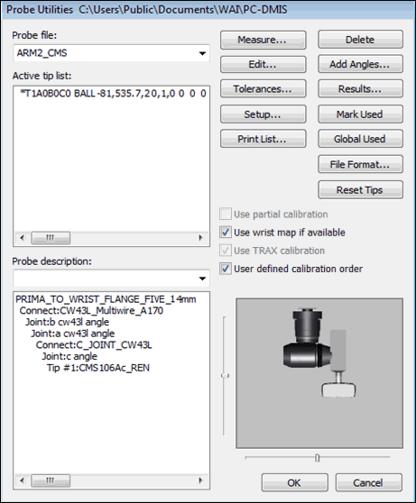 Sample Probe Utilities dialog box