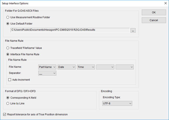 Setup Interface Options dialog box