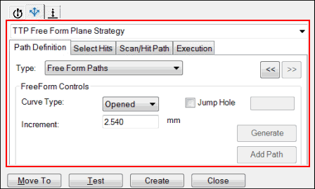 Path Definition Tab - TTP Free Form Plane Strategy