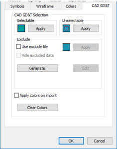 CAD and Graphic Setup dialog box - CAD GD&T tab