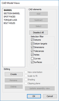 CAD Model Views dialog box