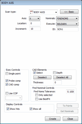 Body Axis dialog box Body Axis dialog box
