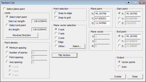 Section Cut dialog box