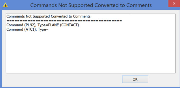 不支持的命令转换为注释对话框