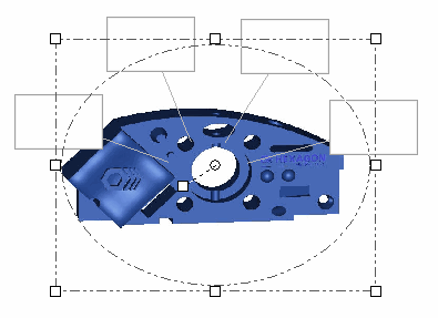 显示 CAD 图上方四个椭圆标签的布局预览