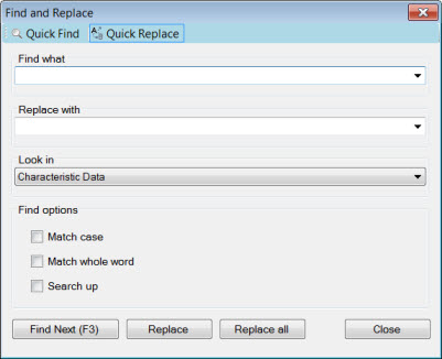 “查找和替换”对话框 - “快速替换”选项卡