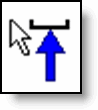 An enlarged view of the mouse pointer changed to include the blue arrow