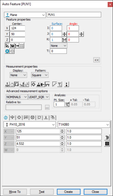 Sample Auto Feature dialog box