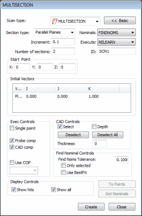 Multisection dialog box