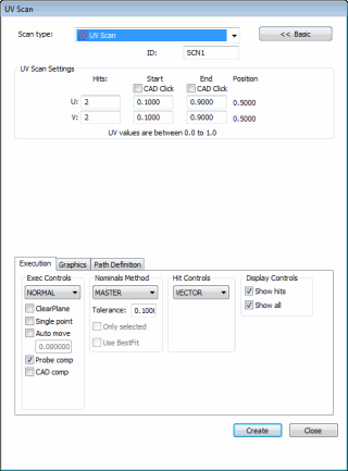 UV Scan dialog box