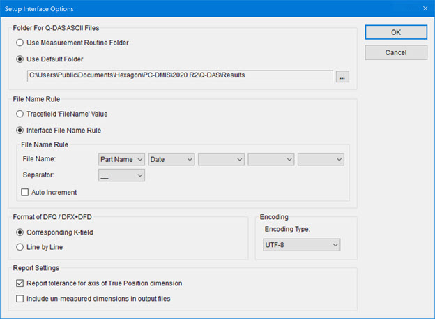 Setup Interface Options dialog box