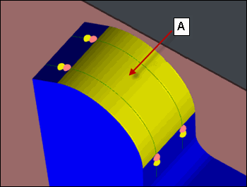 A. Single click on a selection point on the curved surface