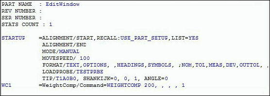 Example of Edit window for Centered Weight mode Example of Edit window for Centered Weight mode