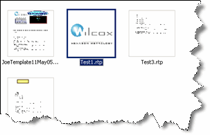 Esempio che mostra Test1.rtp con un'immagine bitmap