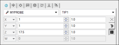 内嵌在自动特征对话框中的测头工具栏