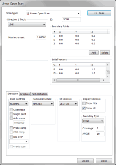 Linear Open Scan dialog box