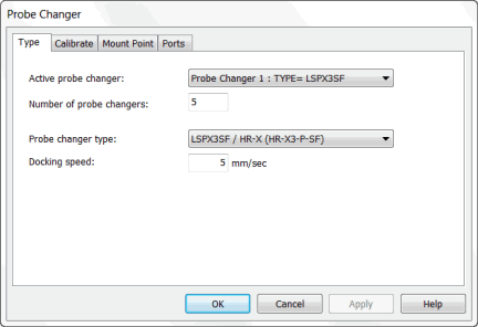 Probe Changer dialog box - Type tab