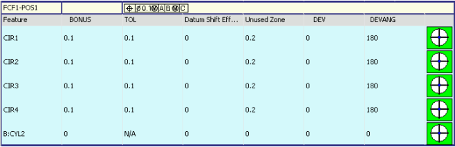 Example label housing a Position table with a Feature Control Frame (FCF)