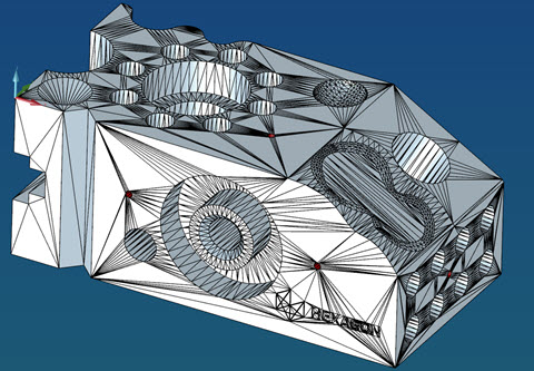 Ejemplo de bordes de triángulo en el modelo de CAD