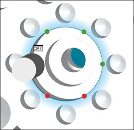 Example Circle Feature with some Measured Hits