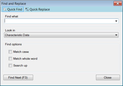 Find and Replace dialog box - Quick Find tab