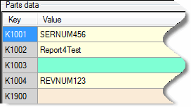 Example of Parts data area
