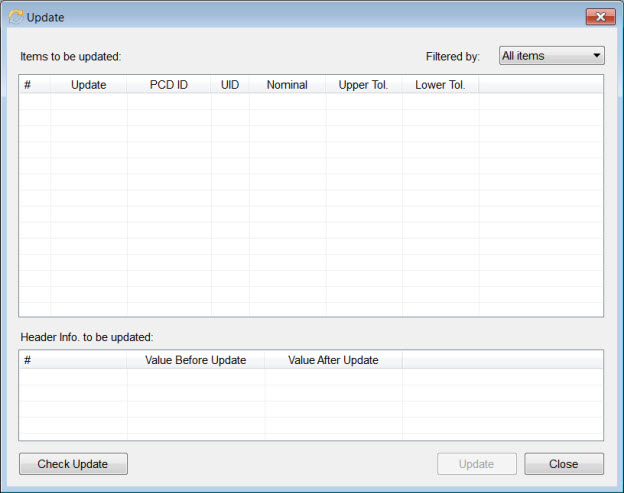 Update dialog box Update dialog box