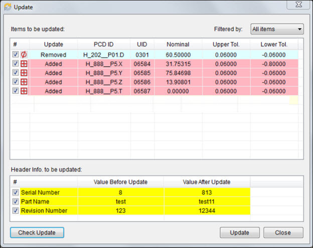 Example of Update dialog box Example of Update dialog box