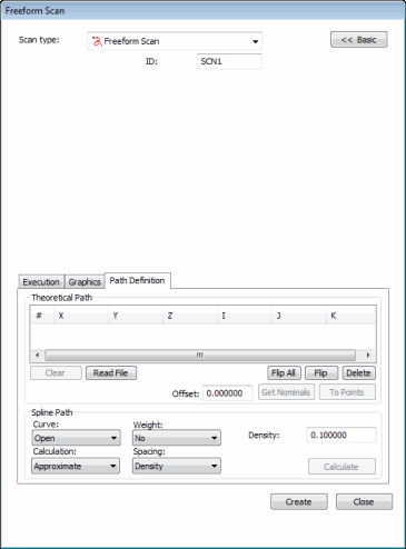 Freeform Scan dialog box