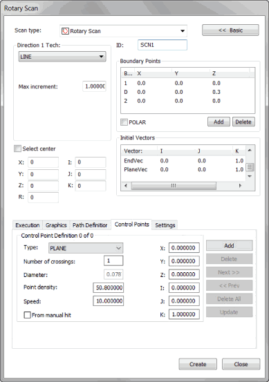 Rotary Scan dialog box