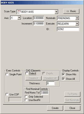 Body Axis dialog box