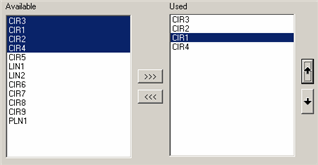 Listen "Verf&uuml;gbar" und "Verwendet"