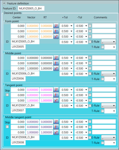 Gruppe "Elementdefinition" f&uuml;r BH-Element