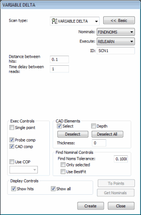 Variable Delta dialog box