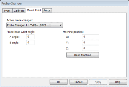 Probe Changer dialog box - Mount Point tab