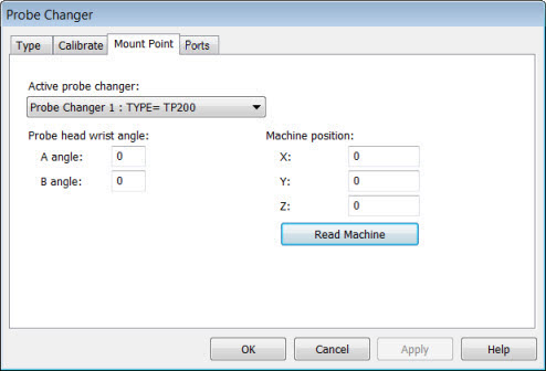 Probe Changer dialog box - Mount Point tab