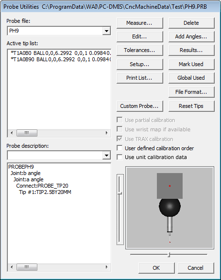 Probe Utilities dialog box