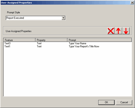 User Assigned Properties dialog box