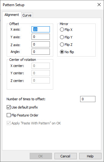 Patern Setup - Alignment tab