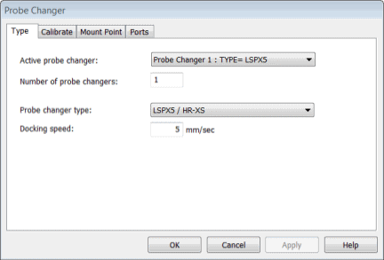 Probe Changer dialog box - Type tab