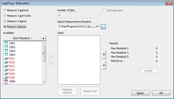 Leapfrog / Relocation dialog box